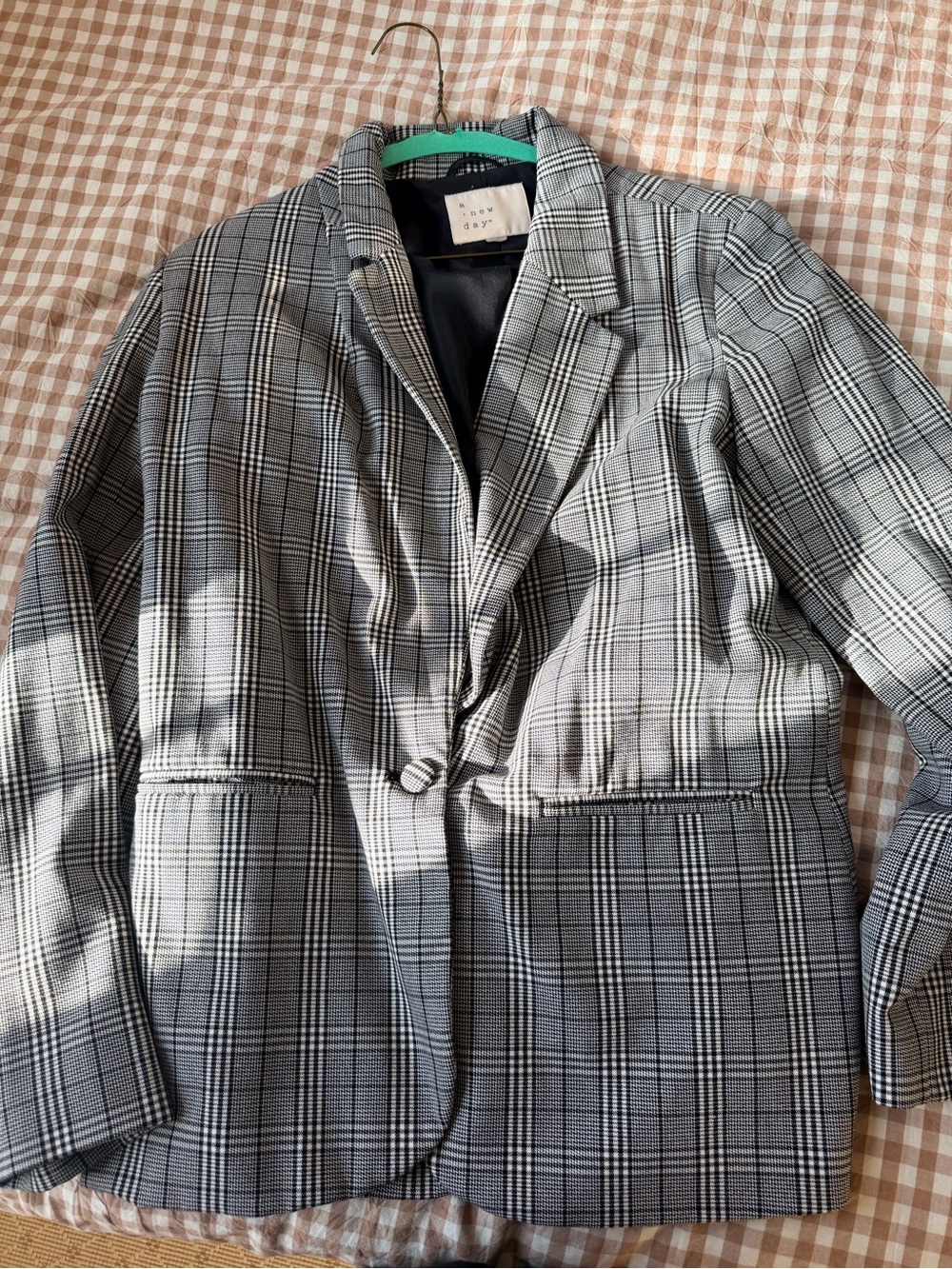a new day Gray Plaid Single-Button Blazer